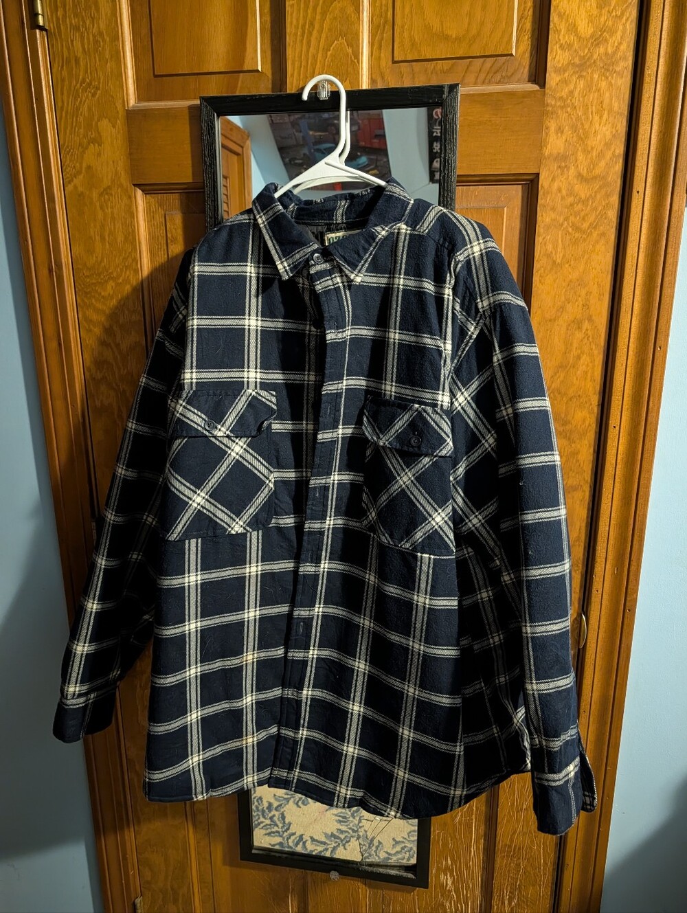 Ozark Trail Navy and White Plaid Shirt Jacket